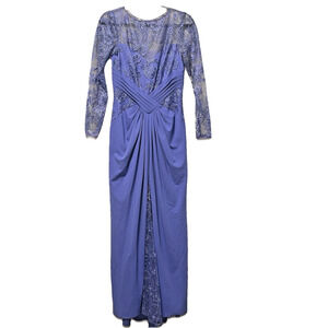 Tadashi Shoji Dress Size 6 RAVINA Embroidered Illusion Gown Wedding Lilac NWT